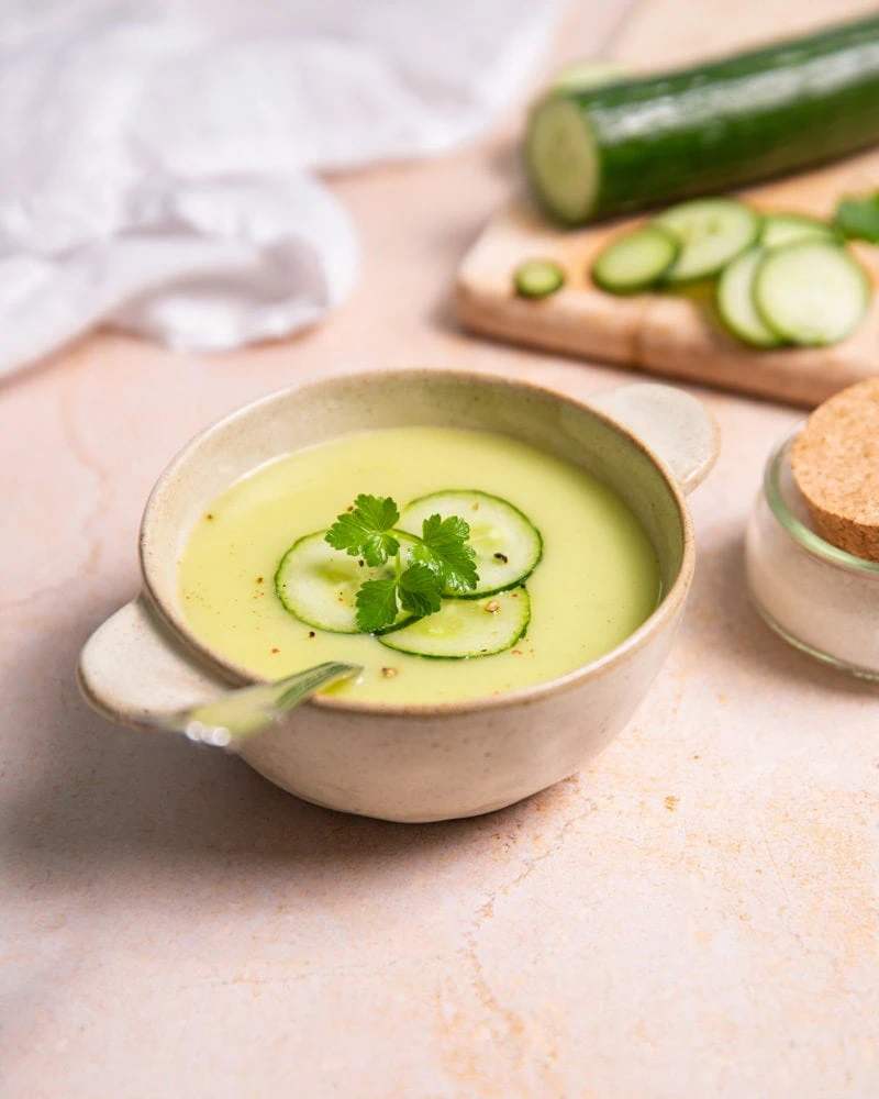 La soupe au concombre prête en 20 minutes pour cet été !