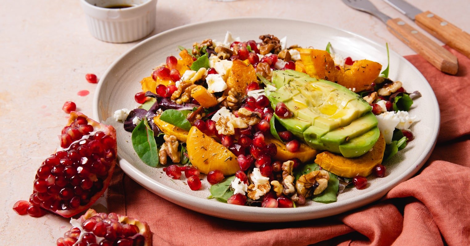La salade végétarienne d'automne à la courge butternut rôtie ! 11 Assiette de salade au butternut rôti