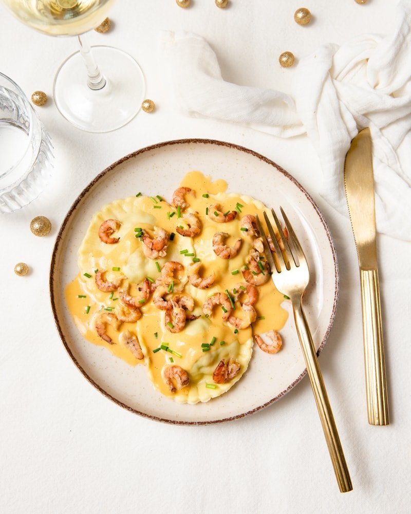 Les pâtes fraîches farcies aux poireaux et crevettes grises !