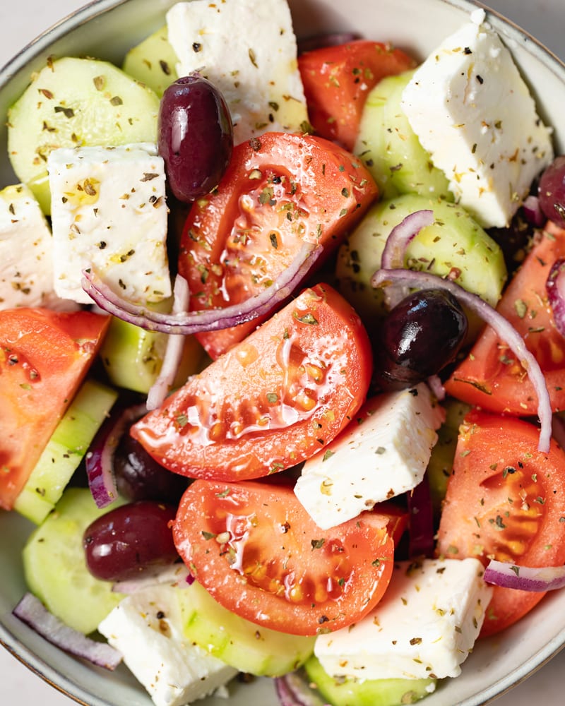 Macro de salade grecque horiatiki salata