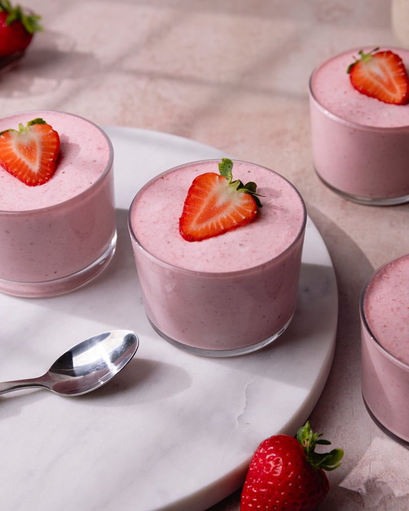 Verrines de mousse aux fraises de grand-mère