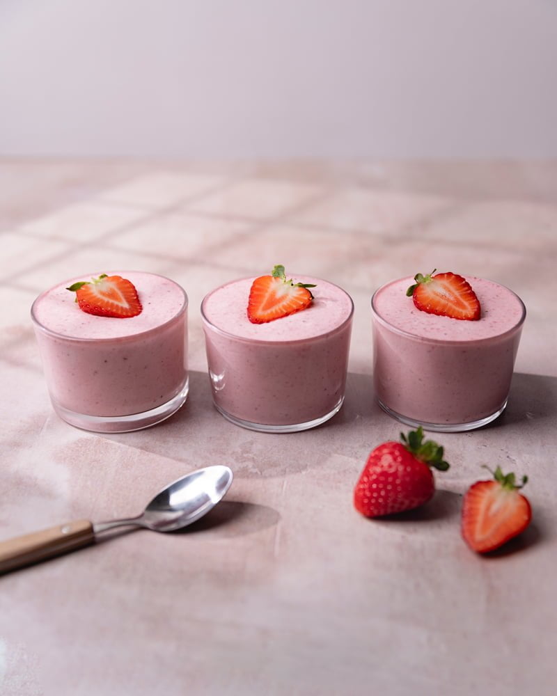 Verrines de mousse aux fraises de grand-mère