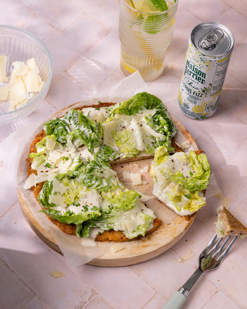 La chicken crust caesar salad pizza