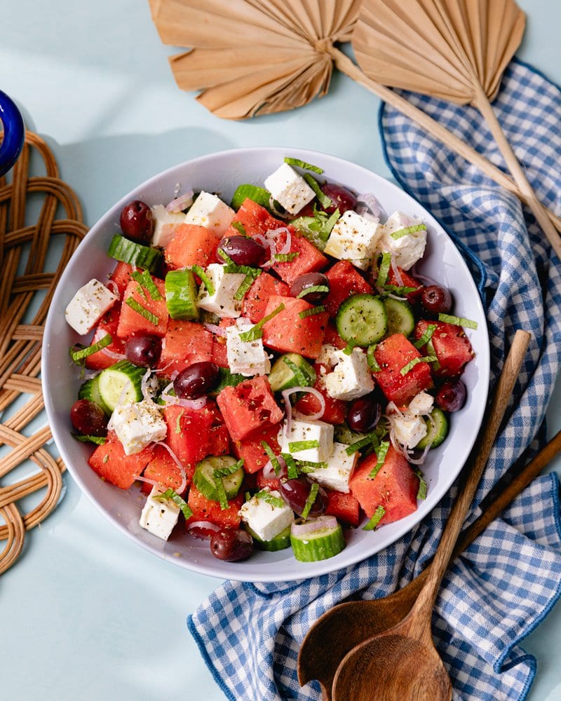 Bol de salade feta-pastèque grecque