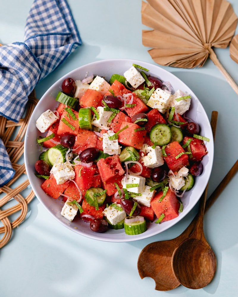 Bol de salade feta-pastèque grecque