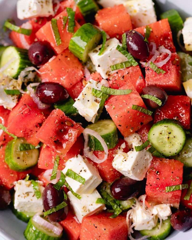 Bol de salade feta-pastèque grecque