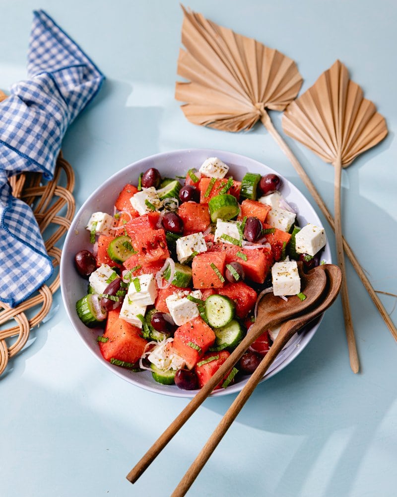 Bol de salade feta-pastèque grecque