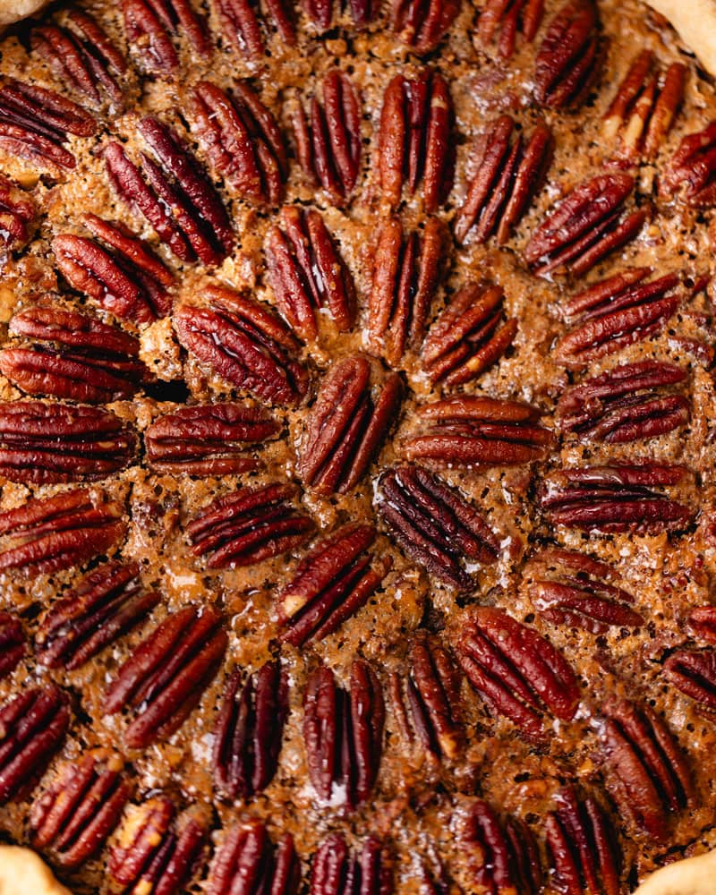 Macro de tarte aux noix de pécan