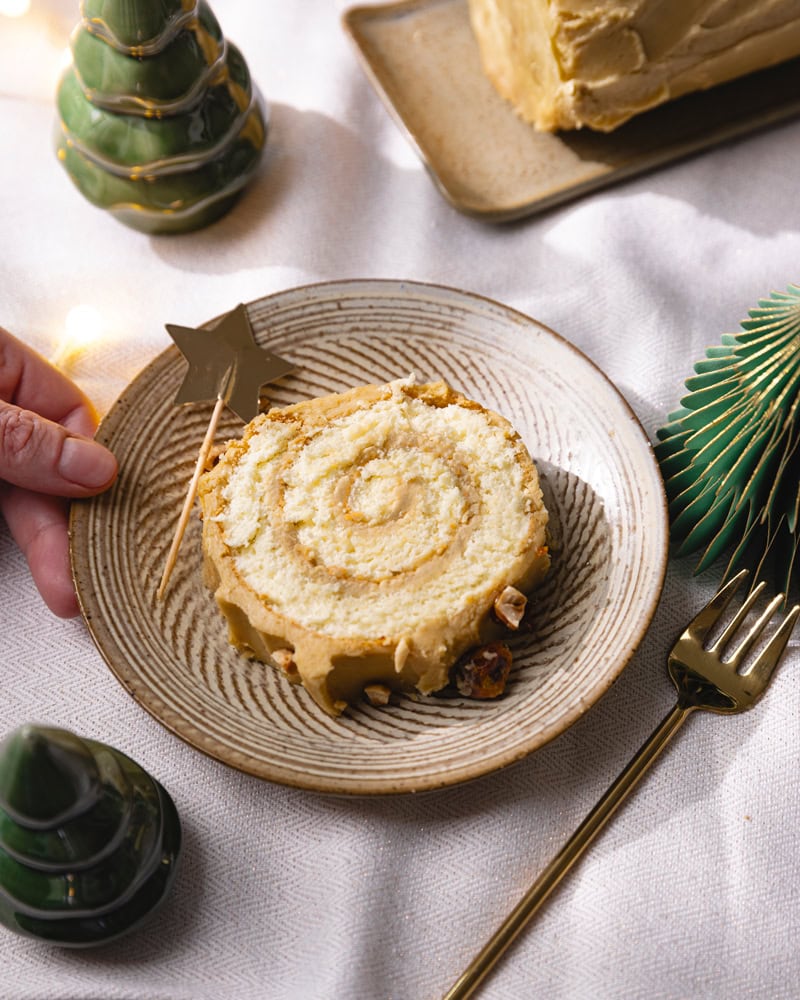 Tranche de bûche de Noël maison à la crème au beurre