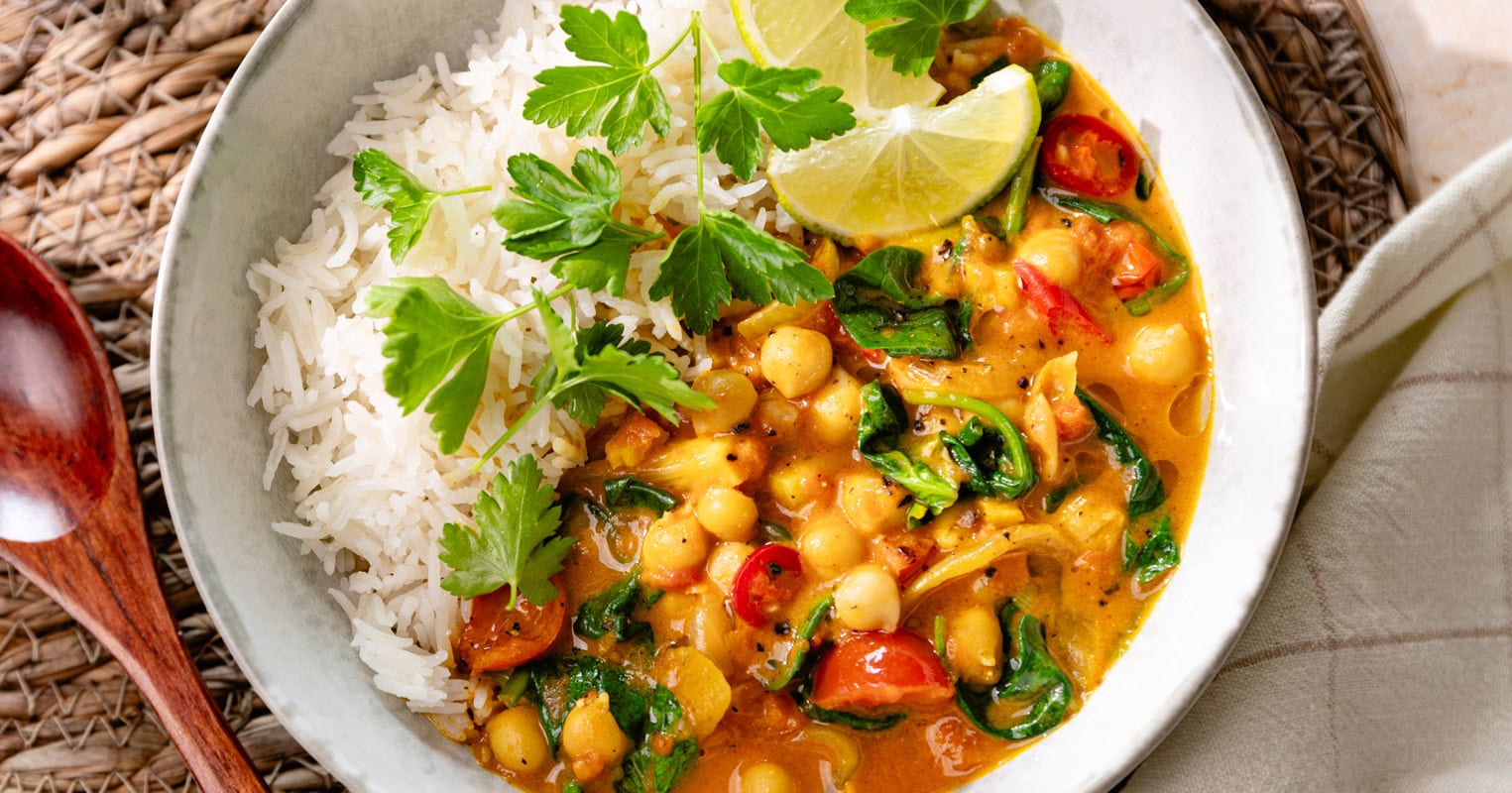 Le curry vegan aux pois chiches et épinards