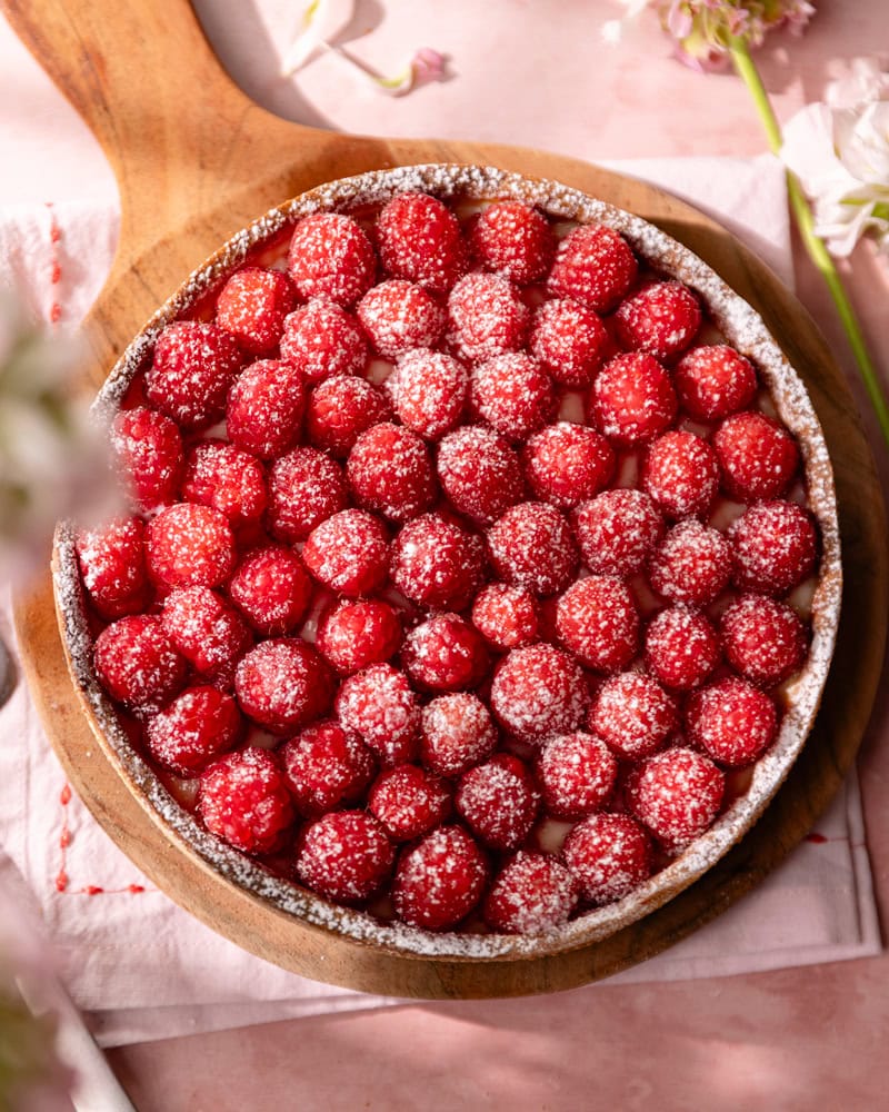 La salade printanière de feuilles d'épinard, feta panée et myrtilles ! 4 La tarte aux framboises