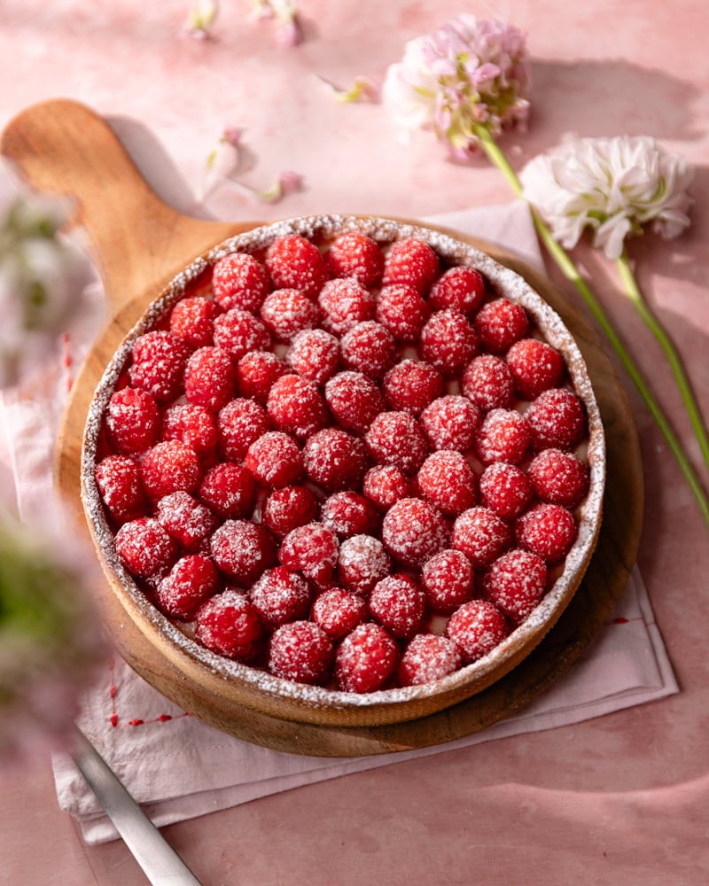 La salade printanière de feuilles d'épinard, feta panée et myrtilles ! 3 La tarte aux framboises