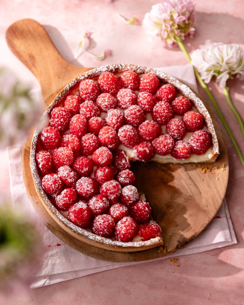 La salade printanière de feuilles d'épinard, feta panée et myrtilles ! 6 La tarte aux framboises