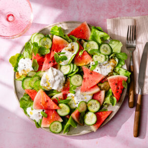 La salade burrata, pastèque & concombre : la plus fraîche de l’été !