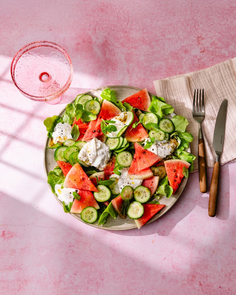 La salade burrata, pastèque & concombre : la plus fraîche de l’été ! 5 La salade burrata, pastèque & concombre
