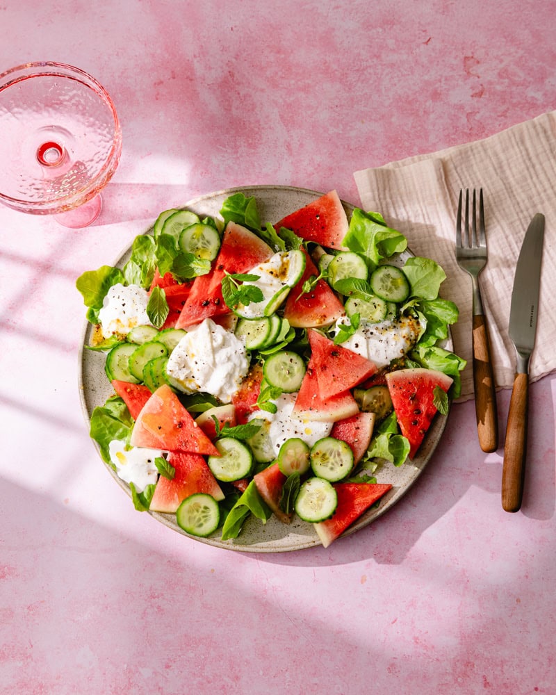 La salade burrata, pastèque & concombre : la plus fraîche de l’été ! 6 La salade burrata, pastèque & concombre