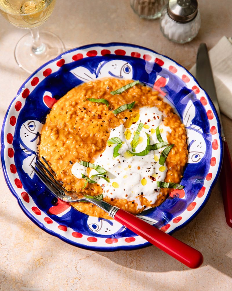 Le risotto à la vodka et burrata : la comfort food sexy et spicy ! 6 Assiette de risotto à la vodka (épicé) et burrata