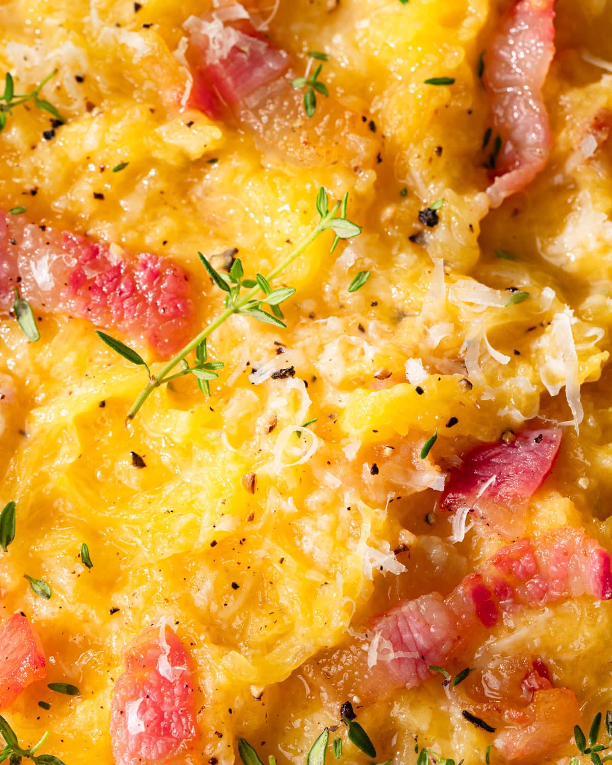 Courge spaghetti façon carbonara