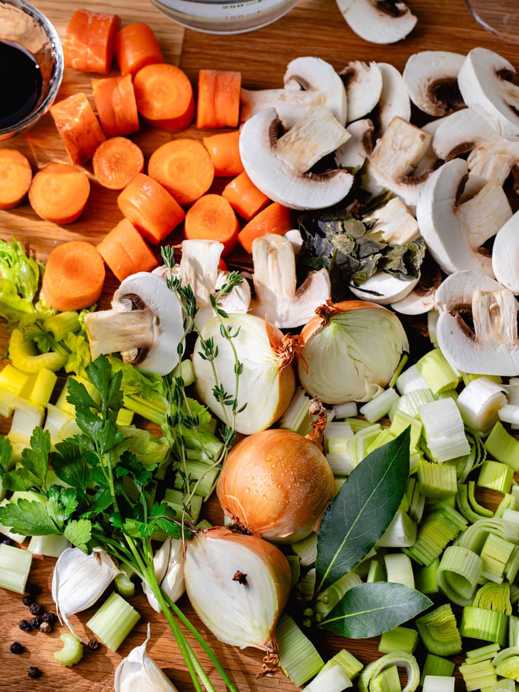 Les ingrédients du bouillon végétal maison