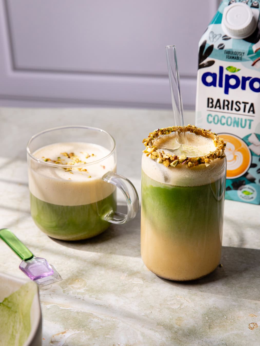 Boissons au matcha, pistache et noix de coco